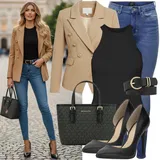 Černé a Zlaté Boty Na Podpatku Outfity image