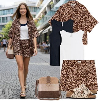 Ležérní Outfit s Béžová/Krémová/Bílá Pohodlný Sandál/Korkový dřevák a pantofle/Espadrille pantofle/Espadrille sandál/Sandál se třpytkami/Letní Bota/Sandál Dianette Bonprix "Letní Outfity"Look: Boho, Ležérní, Šik, Cool, Krásný, Safari, Moderní