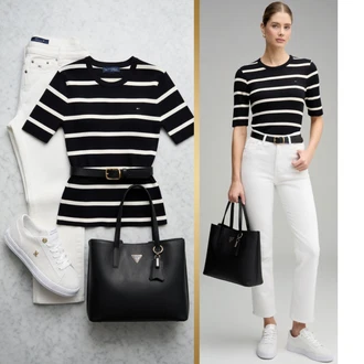 Outfit s Hnědá/Bílá Dad Džíny/Sweat Džíny/Džíny s Nízkým Sedem/Zkrácené Džíny/Kožené Boty/Džín s Nízkým Pasem/Kožená Pánská Bund/Push up Džín DKNY "Stylový vzhled pro volný čas"