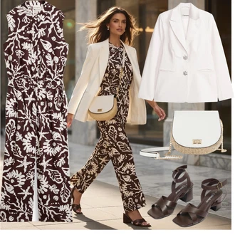 Outfit s Bílá/Růžová Kožená bunda pro muže/Bavlněný Sako/Dvojřadový Sako/Elegantní Sako/Oversize Sako/Krátké Sako/Boyfriend Sako/Kožená Pánská Bund Bonprix "Outfit na léto"