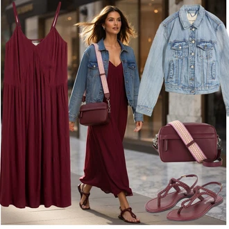 Outfit s Tmavě červená/Vínová/Hnědá/Červená/Fialová/Růžová Pánská taška/Taška/Klasická Taška Přes Rameno/Taška Přes Rameno/Malá Taška/Brašna/Sportovní Taška Přes Rameno Bonprix "Outfit na léto"