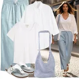 Outfity s modrými kalhotami image