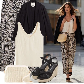 Outfit s Béžová/Černá/Růžová/Hnědá/Fialová Espadrilka s klínovým podpatkem/Espadrilka na Podpatku/Espadrille sandál Bonprix "Outfit na léto"