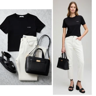 Denim outfits mit Bela/Črna/Rjava Pisarniška torba/Poslovna torba/Satchel torba Tommy Hilfiger "Obleka za prosti čas"