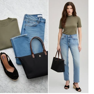 Z zaponko outfit mit Sandala s peto Tommy Hilfiger "Obleka za prosti čas"