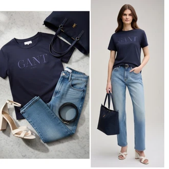 outfit mit Majica z ovratnikom/Majica s kratkimi rokavi/Majica s potiskom GANT "Obleka za prosti čas"