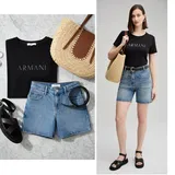 Outfiti z denim kratkimi hlačami image