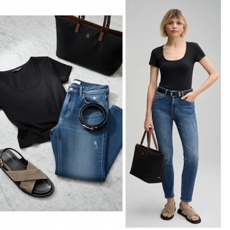 Denim outfits mit Črna/Rjava/Škrlatna/Roza/Rdeča Obrezana majica/Pletena majica/Kratki top/Majica s kratkimi rokavi/Kratka majica/Majica/Klasična Dolžina Calvin Klein "Obleka za prosti čas"