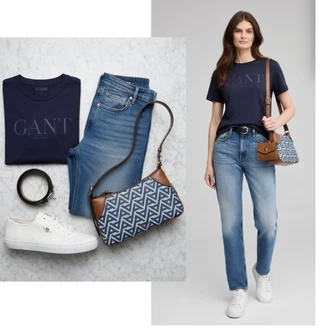 Outfits for chubby Lepo mit Bela/Rdeča/Krem Superge Nizka/Platnena superga/Ozka superga/Poletne superge GANT "Obleka za prosti čas"Look: Goa, Stil, Mehko, Športno, Unisex, Lev, Skater, Klasična, Priložnostne, Pametno priložnostno, Lepo