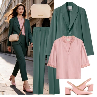 Outfit s Zelená/Tyrkysový Boyfriend Sako/Business Oblek/Kožená bunda pro muže/Elegantní Sako/Volnočasový Oblek/Oversize Sako/Kožená Pánská Bund Bonprix "Letní Outfit"