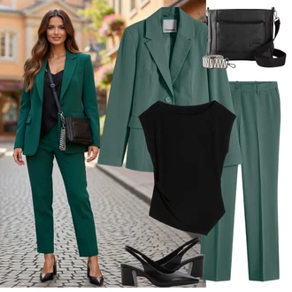 Outfit s Zelená/Tyrkysový Boyfriend Sako/Business Oblek/Kožená bunda pro muže/Elegantní Sako/Volnočasový Oblek/Oversize Sako/Kožená Pánská Bund Bonprix "Letní Outfit"