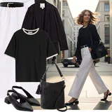 Černá, Červená Vlněná Saka Outfity image