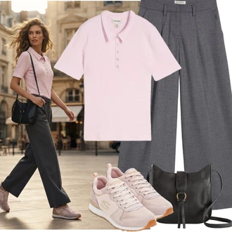 Sportovní Outfit s Růžová/Fialová Bota Kožené tenisky/Nízká Teniska/Úzká teniska/Teniska teddy/Letní tenisky/Bota Na Pěší Turistiku Bonprix "Outfit na léto"Look: Venkovní, Romantický, Sportovní