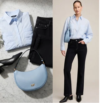 Outfits for chubby Lepo mit Svetlo modra/Modra Torbica za čez ramo/Torba za čez ramo/Billfold/Mini torbica/Baguette torba MICHAEL Michael Kors "Obleka za prosti čas"Look: Rak, Devica, Eleganten, Klasična, Egirl, Lepo, Plemenita, Lak, Vintage