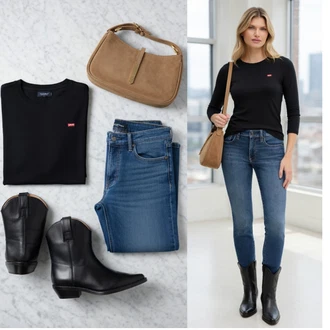 outfit mit Črna/Modra/Rjava Gležnar Kavbojski gleženj/Western gležnjar/Kavbojski Škornj MICHAEL Michael Kors "Obleka za prosti čas"
