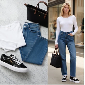 outfit mit Črna Superge Nizka/Usnjene superge/Superge z Bleščicami/Ozka superga/Plato-Sneaker/Poletne superge/Skate Obutev/Vintage superga/Superge Luknjasta Guess "Obleka za prosti čas"