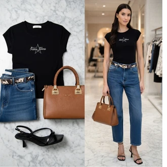 outfit mit Modra/Svetlo Modra Culotte Kavbojke/Široke Kavbojke/Usnjena Jakna/Široke Kavbojke/Baggy Kavbojke/Odrezane Kavbojke/Plisirane Kavbojke medicine "Obleka za prosti čas"