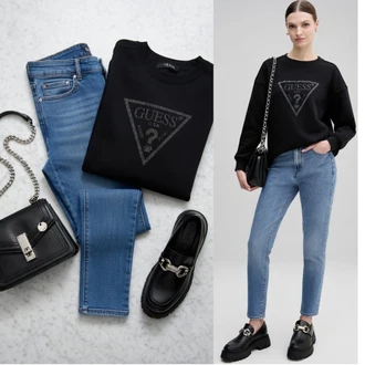 outfit mit Kapucar Pulover s kapuco s pol zadrgo Guess "Obleka za prosti čas"