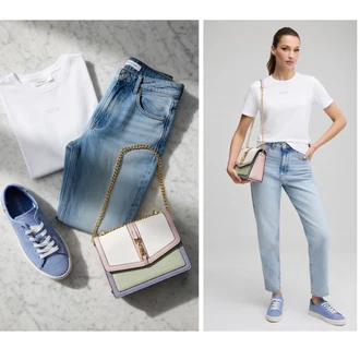 Kratke velikosti outfit mit Bela/Krem/Rjava/Škrlatna Majica s kratkimi rokavi/Majica s potiskom/Casual Majica/Obrezana majica/Pletena majica/Majica/Tiskana majica/Ovitek za majico muuv. "Obleka za prosti čas"