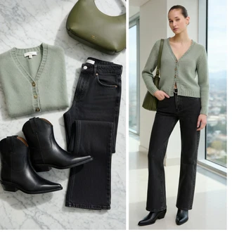 outfit mit Črna/Modra/Rjava Gležnar Kavbojski gleženj/Western gležnjar/Kavbojski Škornj MICHAEL Michael Kors "Obleka za prosti čas"