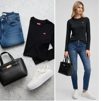 Denim outfits mit Bela/Črna/Rjava Pisarniška torba/Poslovna torba/Satchel torba/Torba za čez ramo Tommy Hilfiger "Obleka za prosti čas"