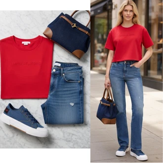 Trajnostno outfit mit Kavbojke Visokega Pasu/Kavbojke z Razporkom/Kavbojka z Nizkim Pasom/Kavbojke Sproščenega & Ohlapnega Kroja/Usnjene jakne Liu Jo "Obleka za prosti čas"