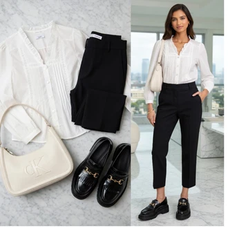 outfit mit Bela/Krem/Škrlatna/Rjava Bluza z Vezenino Broderie/Igrača za otroke/Bluza z gumbom answear.lab "Obleka za prosti čas"