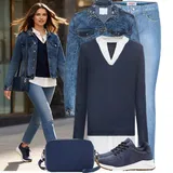 Modré tenisky outfity image