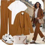 Černá, Hnědá Vlněná Saka Outfity image