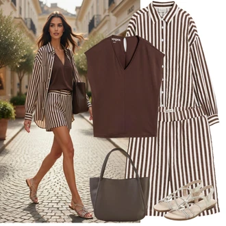 so sponou Outfit s Bonprix, Bonprix, Béžová/Bílá/Khaki/Stříbrný Letní Bota/Sandál S T Páskem/Páskový Sandál/Pletený Sandál/Sandál se třpytkami Bonprix "Tenue pour l'été"