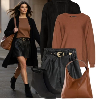 Outfit s Hnědá/Béžová Velká Taška/Taška/Taška Přes Rameno/Shopper Taška/Sportovní Taška Přes Rameno/Taška Na Rameno Bonprix "Nápadný look na podzim"