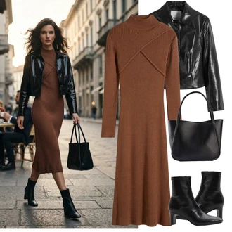 Outfit s Černá Velká taška/Shopper taška/Sportovní Taška Přes Rameno/Taška Na Rameno Bonprix "Herbstlicher Look"