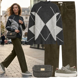 Outfit s Tmavě zelená Kožené tenisky/Nízká Teniska/Teniska na platformě/Úzká teniska/Teniska s dírkovaným vzorem/Tenisky s Bočním Zipem/Teniska teddy/Letní tenisky Bonprix "Podzimní vzhled"