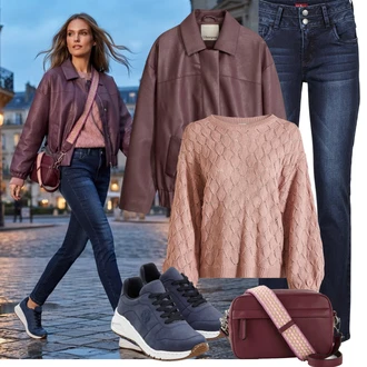 Outfit s Tmavě červená/Vínová/Hnědá/Červená/Fialová/Růžová Pánská Taška/Taška/Klasická Taška Přes Rameno/Malá Taška/Brašna/Sportovní Taška Přes Rameno Bonprix "Podzimní Look"