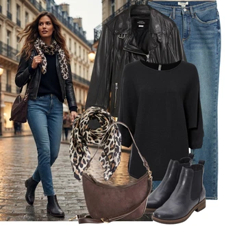 Outfit s Černá/Šedá Motorkářské Bund/Kožené Bund Bunda z Umělé Kůže/Kožené Bund Bonprix "Outfit na léto"