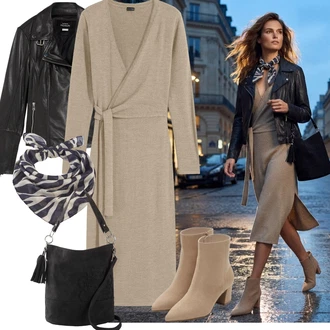Outfit s Černá/Šedá Motorkářské Bund/Kožené Bund Bunda z Umělé Kůže/Kožené Bund Bonprix "Outfit na léto"