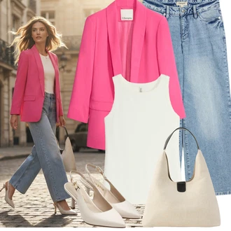 Outfit s Světle Modrá/Modrá Baggy Džíny/Dad Džíny/Džíny Culottes/Džíny Volného Střihu/Džín s Širokou Nohavicí Bonprix "Outfit na léto"