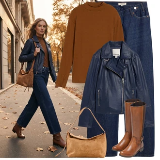 Outfit s Béžová/Hnědá Bagetová taška/Velká taška/Taška/Látková taška/Taška Přes Rameno/Shopper taška/Sportovní Taška Přes Rameno Bonprix "Herbstlicher Look"