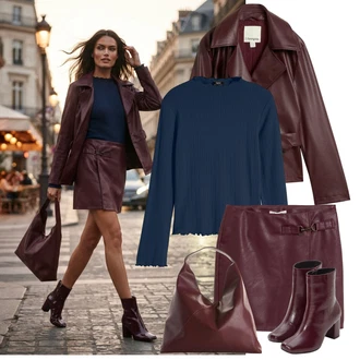 Outfit s Tmavě modrá/Modrá Kardigán s kulatým výstřihem/Krátký svetr/Kardigán se stojatým límečkem/Svetry 2 v 1/Basic Svetr/Svetr Carmen/Svetr s Výstřihem/Svetr z Jemné Pleteniny/Kašmírový Svetr/Pletený Svetr/Svetr Niki/Svetr s límečkem/Jednoduchý Svetr/Svetr s Třásněmi/Rolák Bonprix "Herbstlicher Look"
