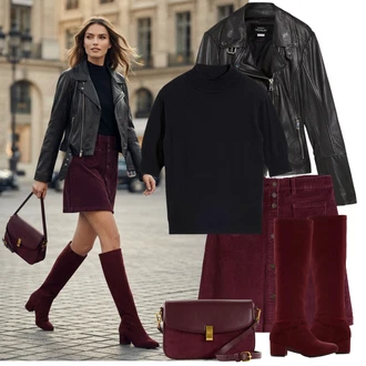 Outfit s Černá/Šedá Motorkářské Bund/Bunda z Umělé Kůže/Kožené Bund Bonprix "Herbstlicher Look"