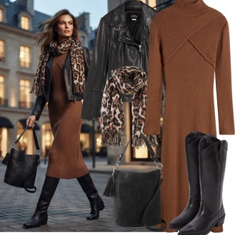 Outfit s Černá/Šedá Motorkářské Bund/Bunda z Umělé Kůže/Kožené Bund Bonprix "Podzimní Look"