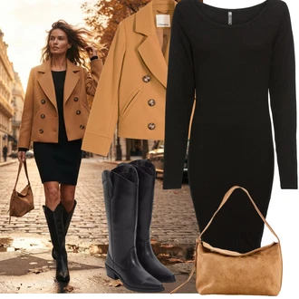 Outfit s Béžová/Hnědá Bagetová taška/Velká taška/Taška/Látková taška/Taška Přes Rameno/Shopper taška/Sportovní Taška Přes Rameno Bonprix "Podzimní Look"