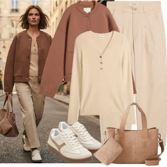 Outfit s Béžová/Hnědá Obchodní Taška/Taška/Plenková taška/Taška Přes Rameno/Taška Na Notebook/Kancelářská Taška/Brašna/Shopper taška/Sportovní Taška Přes Rameno/Taška Na Rameno Bonprix "Podzimní Look"