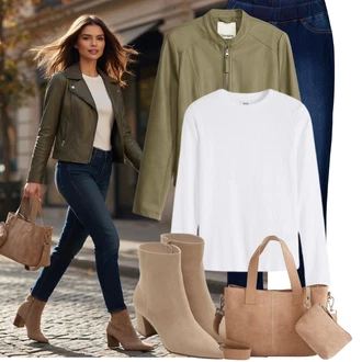Outfit s Béžová/Hnědá Obchodní Taška/Taška/Plenková taška/Taška Přes Rameno/Taška Na Notebook/Kancelářská Taška/Brašna/Shopper taška/Sportovní Taška Přes Rameno/Taška Na Rameno Bonprix "Nápadný look na podzim"