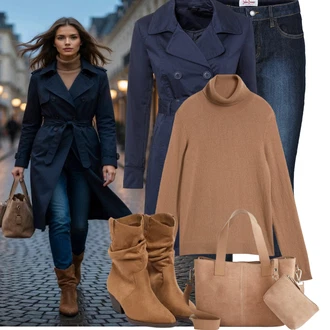 Outfit s Béžová/Hnědá Obchodní Taška/Taška/Plenková taška/Taška Přes Rameno/Taška Na Notebook/Kancelářská Taška/Brašna/Shopper taška/Sportovní Taška Přes Rameno/Taška Na Rameno Bonprix "Nápadný look na podzim"