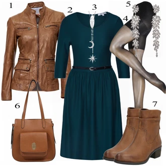 Zapínání na knoflíky Outfit s Tyrkysový/Tmavě Zelená/Zelená Žerzejové Šaty/Šaty s Páskem/Šaty s 3/4 Rukávem About You "ABOUT YOU Šaty"