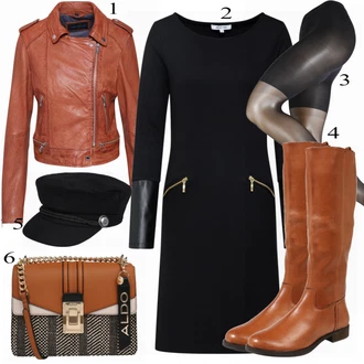 Outfit s Černá/Tmavě modrá/Šedá Kšiltovka Armádní Čepice About You "ABOUT YOU Šaty"