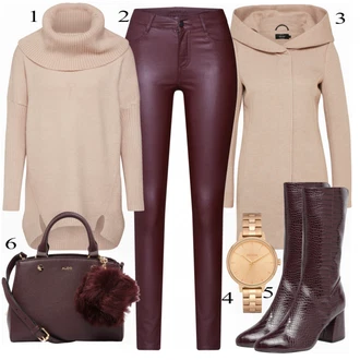 Outfit s Béžová/Šedá Šaty s dlouhým rukávem/Frock Kabát/Šaty s výstřihem/Vintage sukně maxi/Svetr Niki/Svetrové Šaty/Dlouhá tylová sukně/Dlouhé Šaty/Dlouhý Zimní Kabát/Dlouhý Svetr About You "ABOUT YOU Svetr"
