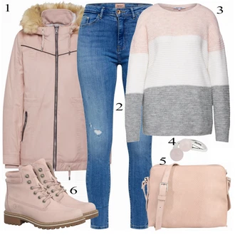 Outfit s Šedá Pletený Oděv About You "ABOUT YOU Svetr"