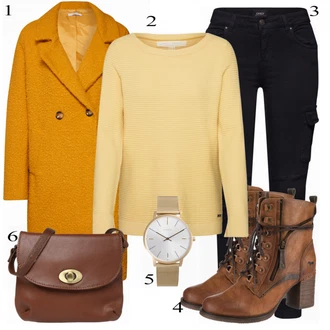 Outfit s Černá/Tmavě modrá/Khaki Cargo Kalhoty/Cargo Tepláky/Motorkářská kalhoty/Skinny Kalhoty Only "About Yellow bluse"